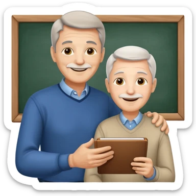 man of 60 years old teaching a young man sticker
