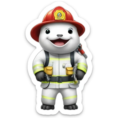 Beluga sturgeon as a fire fighter supporting union rights sticker