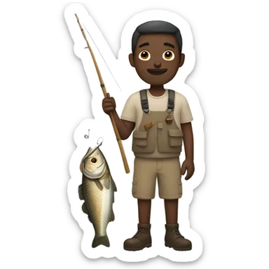 fishing man with beige and dark skin sticker