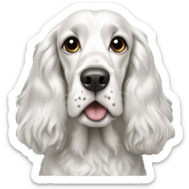 black and white english cocker spaniel with nose spots and open mouth sticker