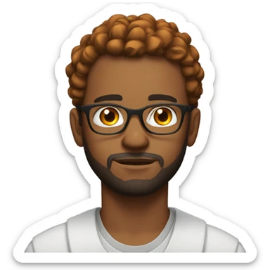 white young man with orange short beard, bold hair, glasses as he praying  sticker