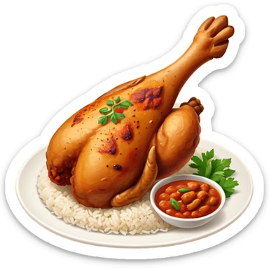 chickenwhole leg fry with  tandoori red masala rice sticker