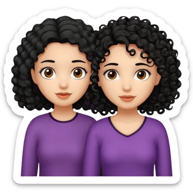 2 girl best friends. One who is black with black hair and dark brown eyes. one who is white with curly dark brown hair and dark brown eyes. sticker