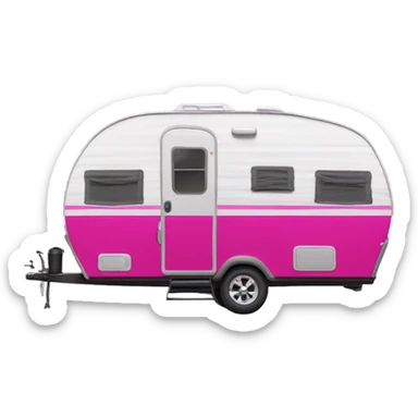 Realistic fuschia camping travel trailer isolated.  sticker