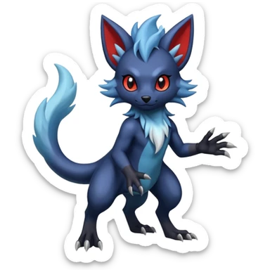 Exotic colorful cool handsome elemental shiny realistic Zorua-Absol-Salandit-fusion (full body) sticker