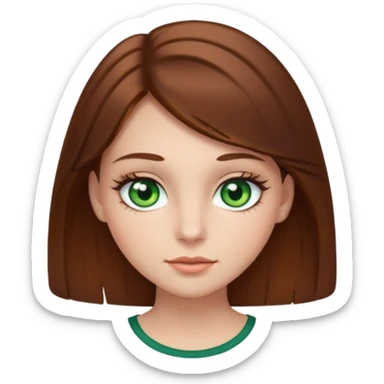 girl with brown hair green eyes and long lashes sticker
