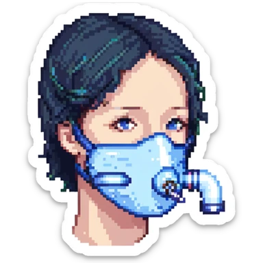 Pixelated blue mouthpiece with breathing tube and nose clip for VO2 max testing, no face sticker