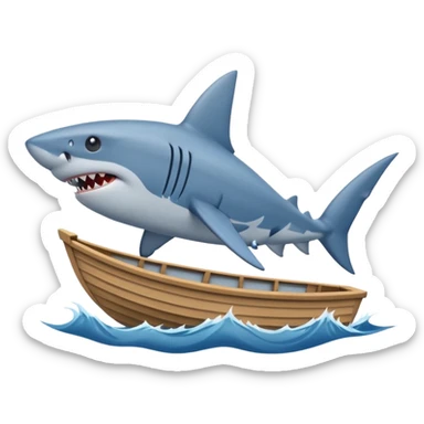 shark circling a rowboat sticker
