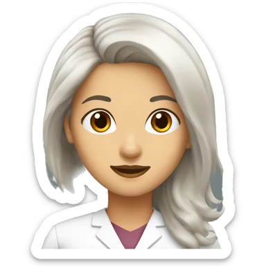 mujer medico de pelo largo y marron, con ojos marrones claros sticker