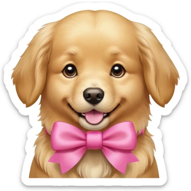 golden retriever wearing a pink bow  sticker