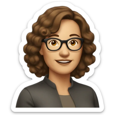 middle aged woman with medium brown hair and glasses sticker