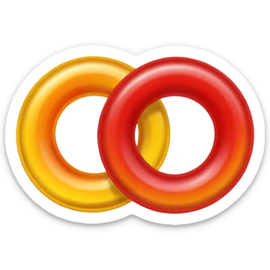 emoji de 2 gomitas en forma de aro una colo rojo y otra amarillo de muy gruesas  sticker