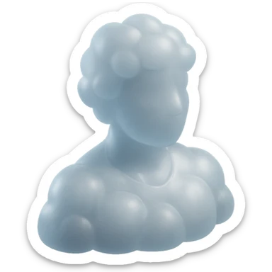 A person from the shoulders up, entirely composed of fluffy white convex clouds sticker