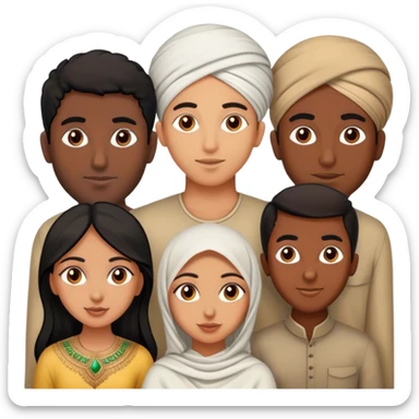 5 bestfriends: 2 North African men, 1 Iranian girl, 1 Indian girl, 1 black man sticker
