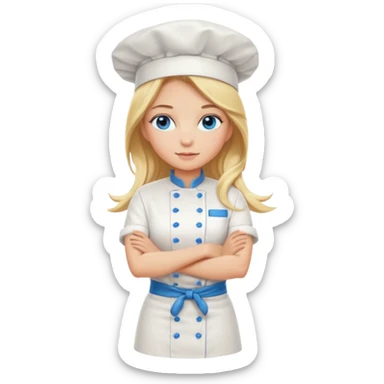 Full body 
Sexy Long Blonde hair blue eyed female chef arms folded sticker