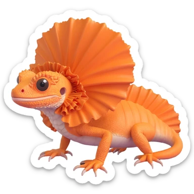 realistic frilled lizard with detailed frill, 3D style sticker