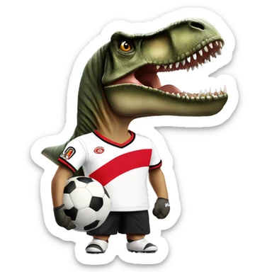 T rex con remera de futbol club river plate sticker