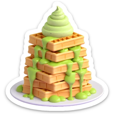 matcha ice cream on a stack of waffles sticker