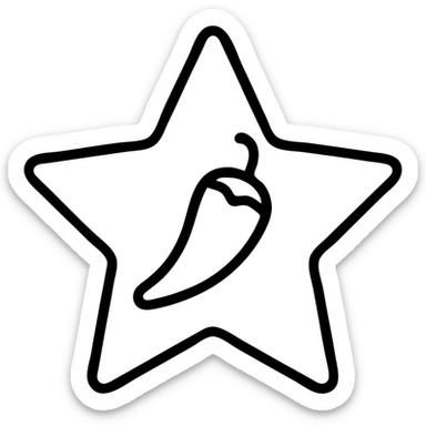 star with a chili pepper drawn inside, minimalist style sticker