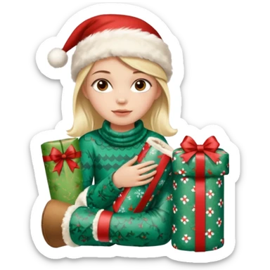 a girl wrapping ugg boots in christmas wrapping paper sticker