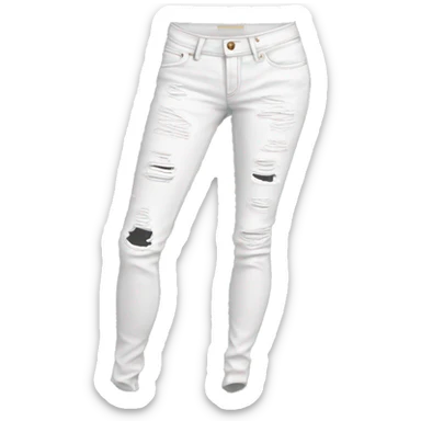 Realistic isolated pair of white distressed ripped fashion jean jegging pants. sticker