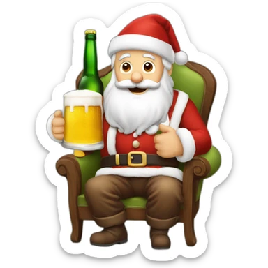 Père Noël qui boit de la bière avec des enfants sticker