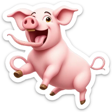 A pig with a snake tail flying sticker