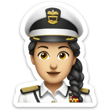 German Ship Captain Woman white Uniform dark hair sticker
