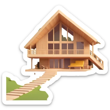 contemporary forest house with natural materials and integrated into woodland setting sticker