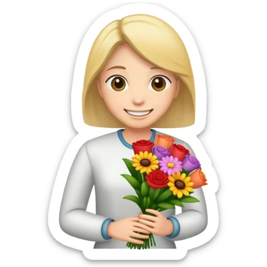 un emoji qui donne un bouquet de fleur pour se faire pardonner sticker