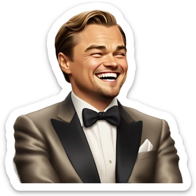 Leonardo DiCaprio Laughing: Iconic-style Candid Likeness Meme

DiCaprio, cocktail in hand, grins smugly in a luxurious setting, a warm scene of indulgent humor. sticker