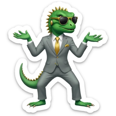 capitalist iguana banker godfather with black sunglasses breakdance sticker