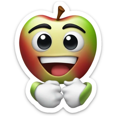 Apple devious smirking rubbing hands together freaky sticker