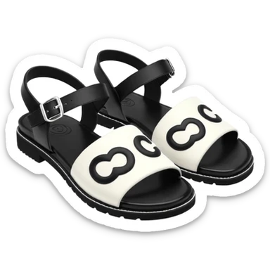 Womens black and white Lambskin Printed CC Sandals sticker
