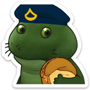 Kitten with a croissant hat sticker