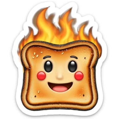 a piece of black burning toast sticker