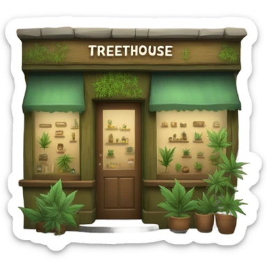 cannabis shopfront  name:treehouse sticker