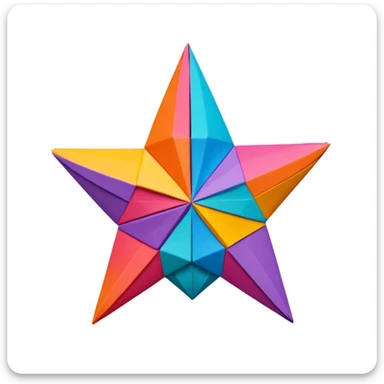 origami paper star, vibrant colors, crisp paper texture, white background sticker
