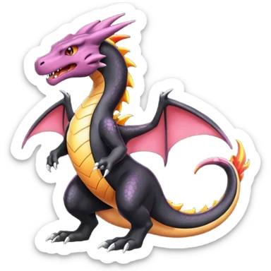 Black lanky elegant evil badass handsome cool beautiful Shiny-Charizard-Salazzle-Seviper-Salandit-fusion sticker
