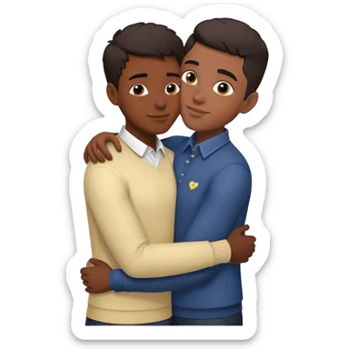 Black masculine nonbinary person and black man with shortcut dark brown hair in love  sticker