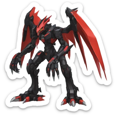  Cool Edgy Black Red Digimon-Fakemon-Raptor-Dragon-Mecha full body sticker