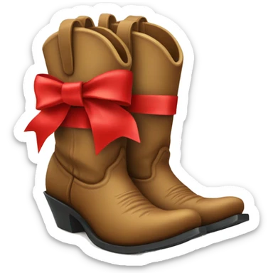 cowboy boot with red ribbon bow sticker
