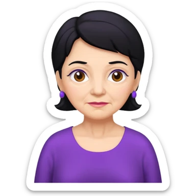 Bir baş örtülü mor kıyafetli siyah saçlı büyükanne sticker