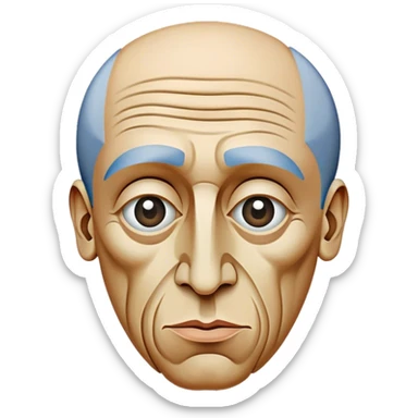 Cinematic Realistic Pablo Picasso Portrait Emoji, depicted as a visionary artist with abstract expressive features and a creative aura, rendered with rich textures and dynamic artistic lighting that captures his revolutionary spirit. sticker