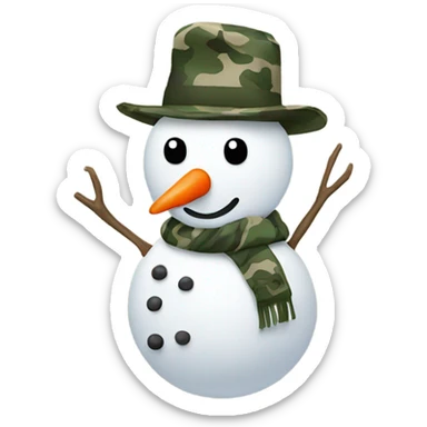 Snow man with a camo shirt  sticker