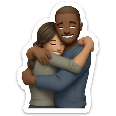 couple hug with warm smiles sticker
