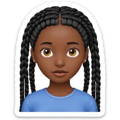 dark, black girl with black braids sticker