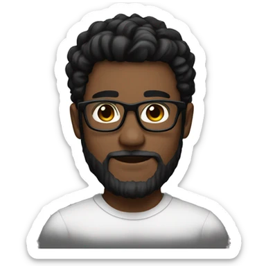 white young man with brown eyes and black hair and glasses and hair to the let and anchor beard sticker