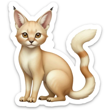 Plain albino soft smooth silky pale light pastel white glorious divine exotic cute cool realistic beautiful fantasy-caracal-genet-chinchilla-vernid-Cacomistle-Trico-oncilla-animal-Fakémon-hybrid-fursona (full body) sticker
