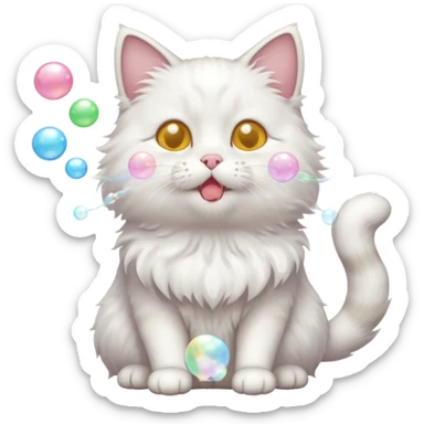 cat blowing bubbles sticker